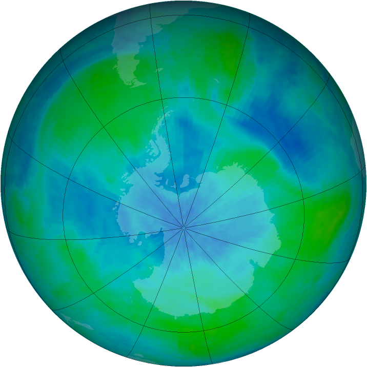 Antarctic ozone map for 25 February 2002